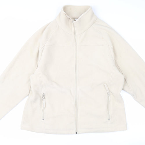 Ethel Austin Women Beige Fleece Full Zip Jacket Size L