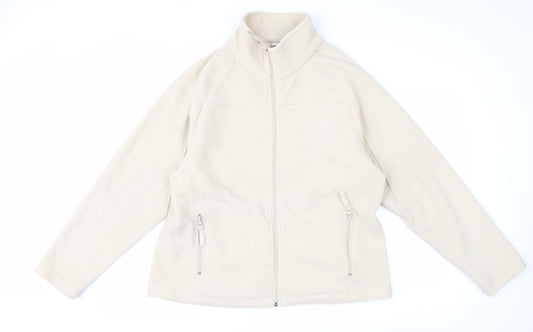 Ethel Austin Women Beige Fleece Full Zip Jacket Size L