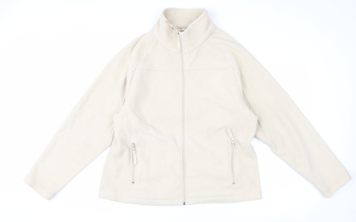 Ethel Austin Women Beige Fleece Full Zip Jacket Size L