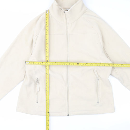 Ethel Austin Women Beige Fleece Full Zip Jacket Size L