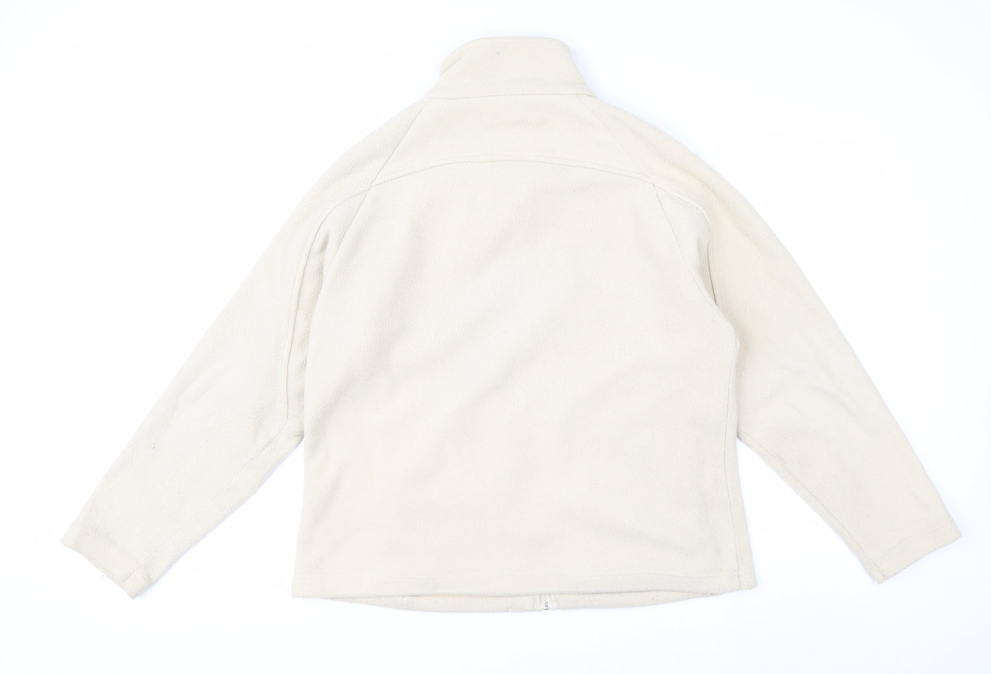 Ethel Austin Women Beige Fleece Full Zip Jacket Size L