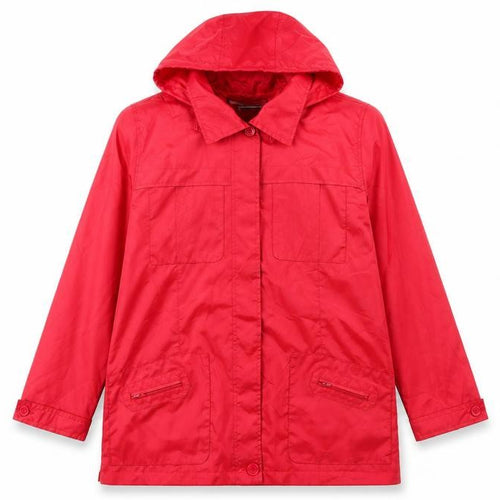 Tudor Court Womens Red Hooded Rain Coat Jacket Size M