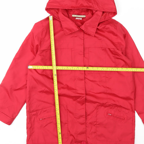 Tudor Court Womens Red Hooded Rain Coat Jacket Size M
