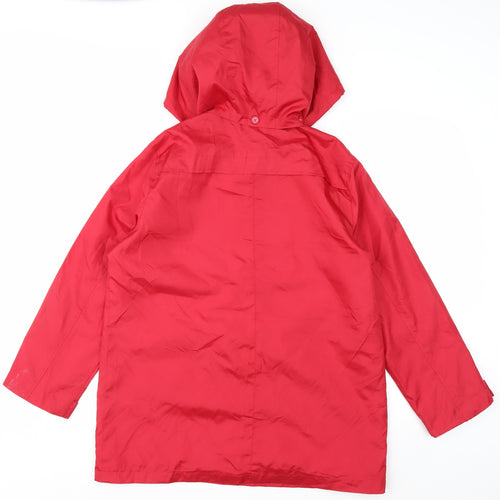 Tudor Court Womens Red Hooded Rain Coat Jacket Size M