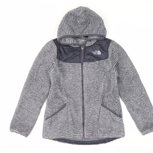 The North Face Girls Grey Hooded Fleece Jacket Size 14-15 Years