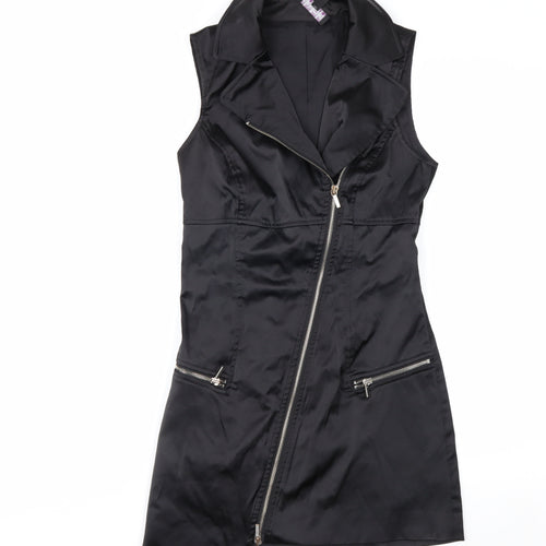 bebe Women’s Black XS Asymmetric Zip Sleeveless Mini Dress