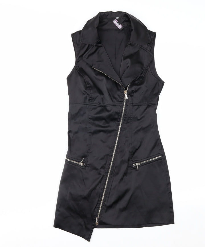 bebe Women’s Black XS Asymmetric Zip Sleeveless Mini Dress