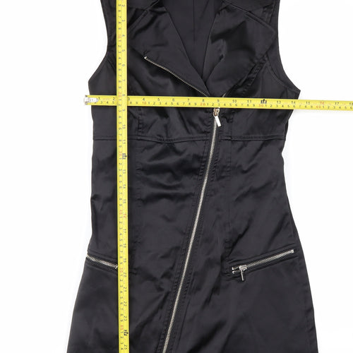 bebe Women’s Black XS Asymmetric Zip Sleeveless Mini Dress
