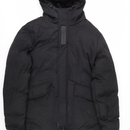 Religion Men’s Black Long Hooded Puffer Coat L Winter Insulated Jacket