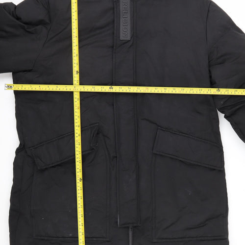 Religion Men’s Black Long Hooded Puffer Coat L Winter Insulated Jacket