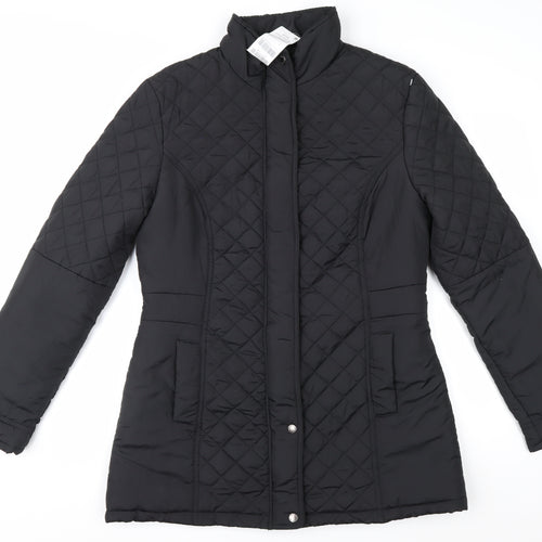 Next Women's Black Quilted Mid-Length Coat Size 16 Regular