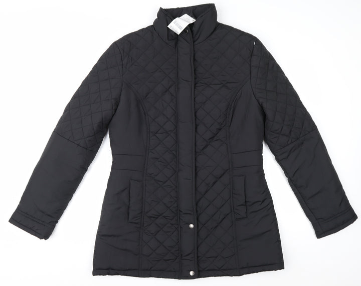 Next Women's Black Quilted Mid-Length Coat Size 16 Regular