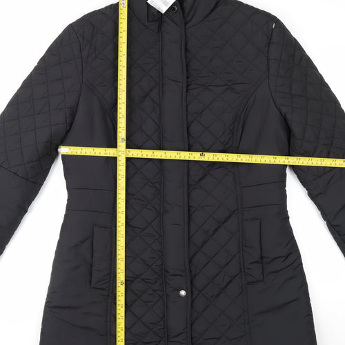 Next Women's Black Quilted Mid-Length Coat Size 16 Regular
