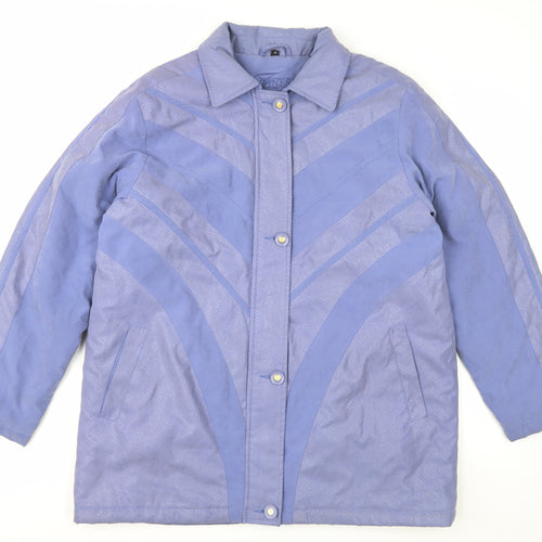Finesse Womens Blue Mid-Length Coat Size 14 Polyester Blend