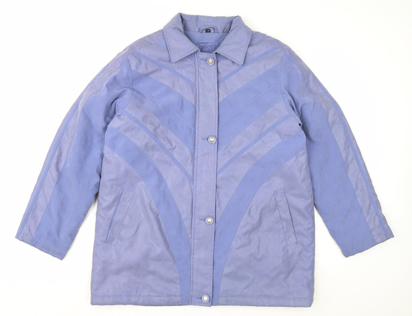 Finesse Womens Blue Mid-Length Coat Size 14 Polyester Blend