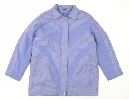 Finesse Womens Blue Mid-Length Coat Size 14 Polyester Blend