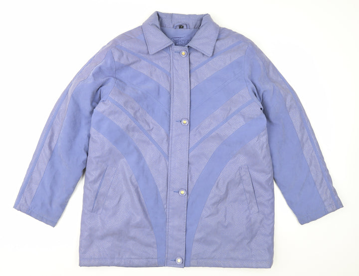 Finesse Womens Blue Mid-Length Coat Size 14 Polyester Blend