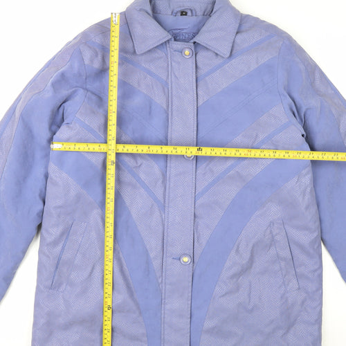 Finesse Womens Blue Mid-Length Coat Size 14 Polyester Blend