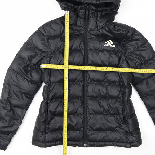 Adidas Women's Black Puffer Jacket Hooded Size M 12-14 Winter Coat