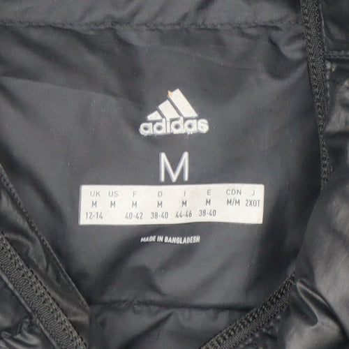 Adidas Women's Black Puffer Jacket Hooded Size M 12-14 Winter Coat
