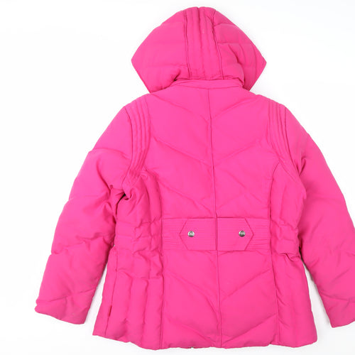 Marks and Spencer Per Una Women's Pink Puffer Jacket L Hooded Winter Coat
