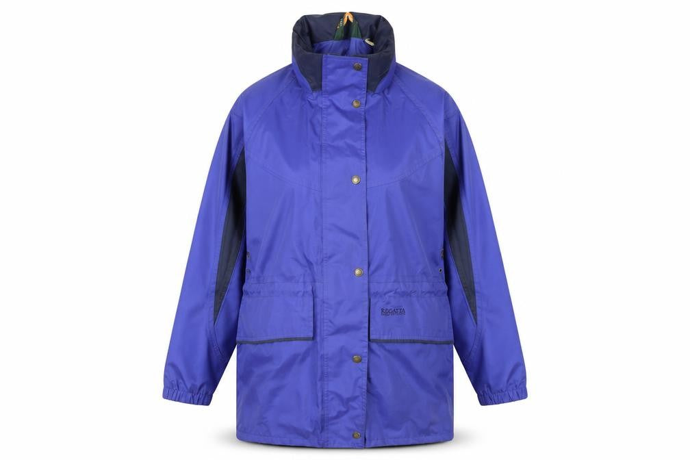 Front view of Regatta women’s blue waterproof rain coat jacket uk 14