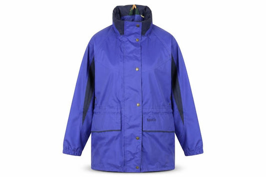 Front view of Regatta women’s blue waterproof rain coat jacket uk 14