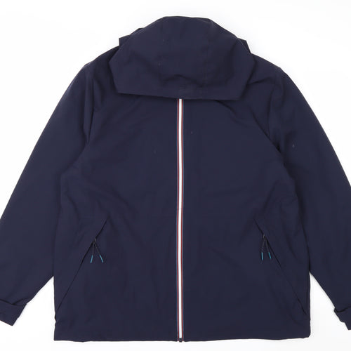 F&F Men's Blue XL Waterproof Hooded Rain Jacket