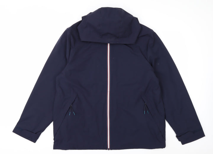 F&F Men's Blue XL Waterproof Hooded Rain Jacket