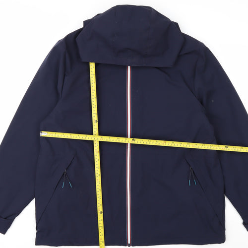 F&F Men's Blue XL Waterproof Hooded Rain Jacket