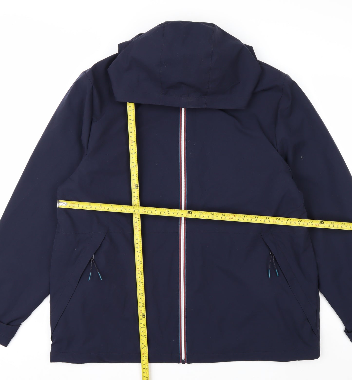 F&F Men's Blue XL Waterproof Hooded Rain Jacket