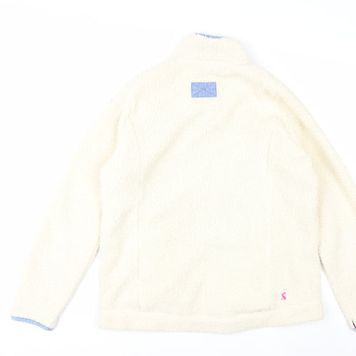 Joules Womens Ivory Fleece Jacket Size 12 Lined Zip Front Casual Style