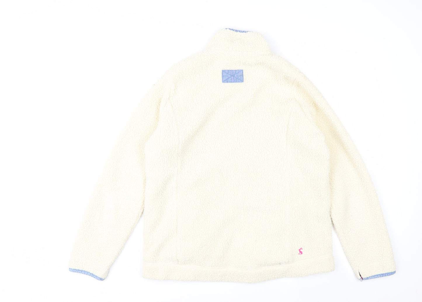 Joules Womens Ivory Fleece Jacket Size 12 Lined Zip Front Casual Style