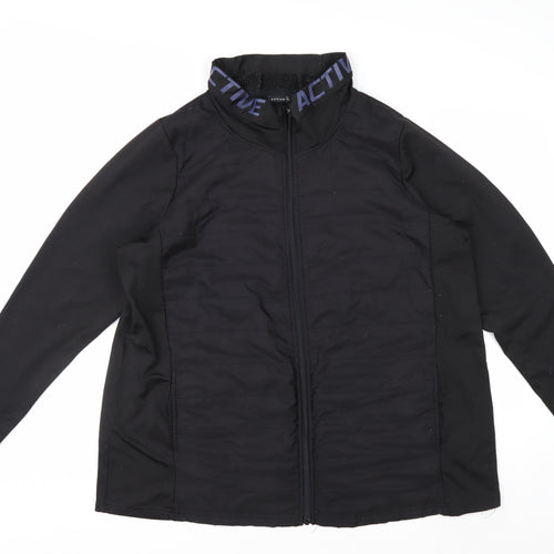 Active by Zizzi Black Softshell Mid-Length Full Zip Jacket M