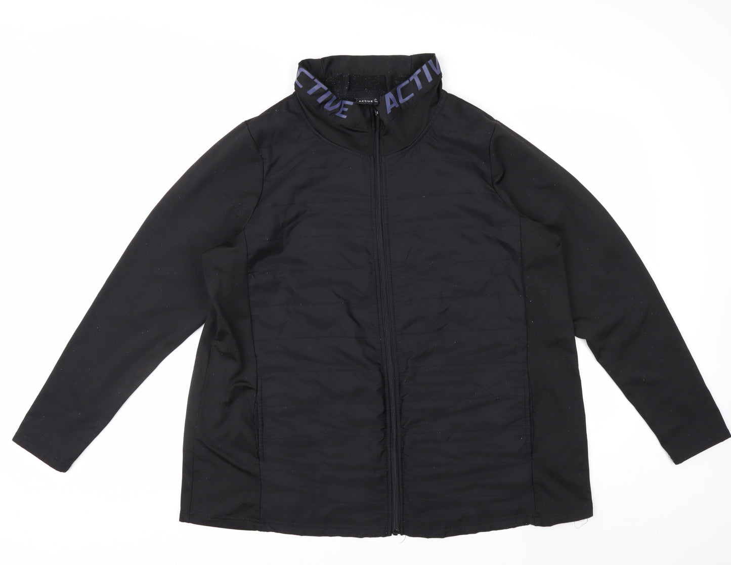 Active by Zizzi Black Softshell Mid-Length Full Zip Jacket M