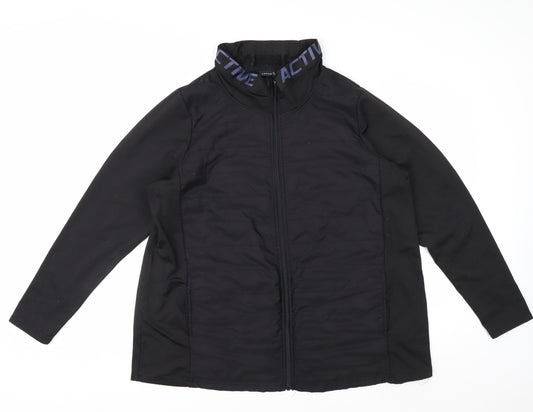 Active by Zizzi Black Softshell Mid-Length Full Zip Jacket M