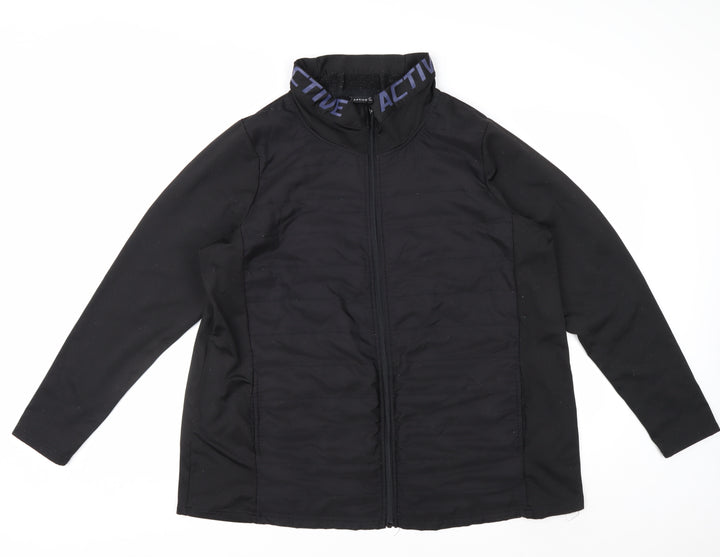 Active by Zizzi Black Softshell Mid-Length Full Zip Jacket M