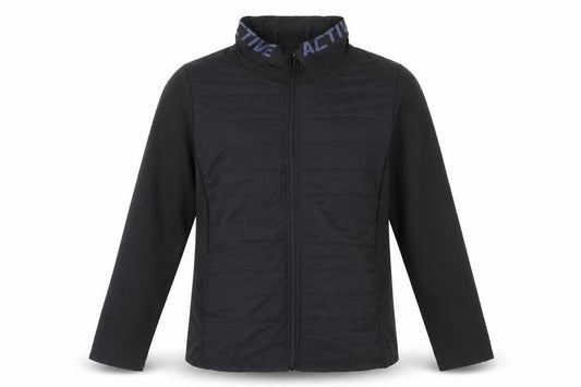 Front view of Active by Zizzi Black Softshell Mid-Length Full Zip Jacket M
