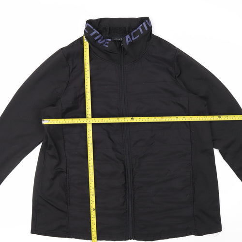 Active by Zizzi Black Softshell Mid-Length Full Zip Jacket M