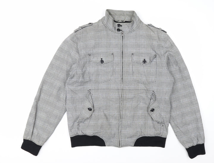 Topman Men's Grey Check Cotton Biker Jacket L 40in