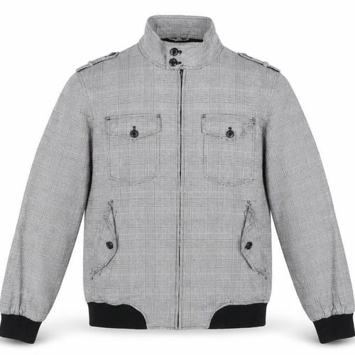 Topman Men's Grey Check Cotton Biker Jacket L 40in