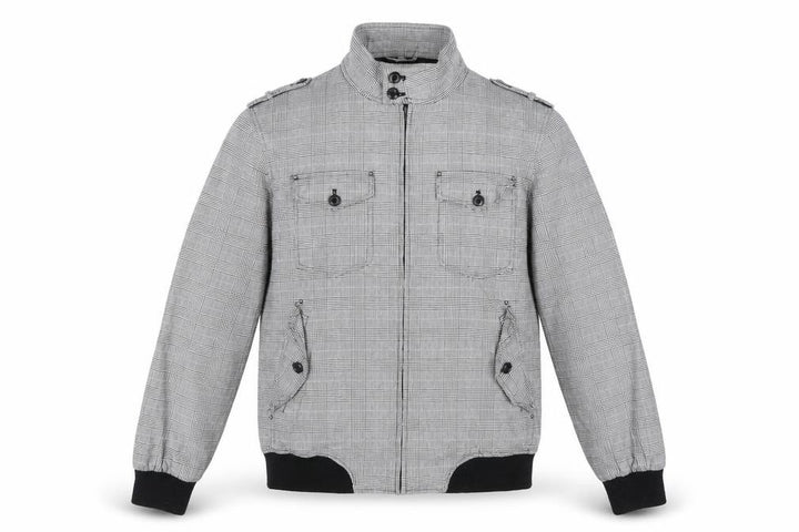 Topman Men's Grey Check Cotton Biker Jacket L 40in