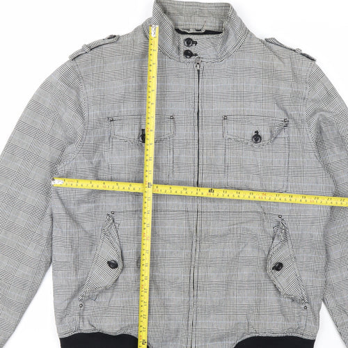 Topman Men's Grey Check Cotton Biker Jacket L 40in
