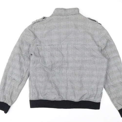 Topman Men's Grey Check Cotton Biker Jacket L 40in