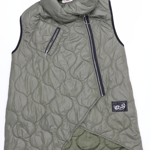 Aqua & Limone Womens Green Quilted Zip Waistcoat M