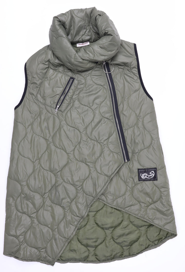 Aqua & Limone Womens Green Quilted Zip Waistcoat M