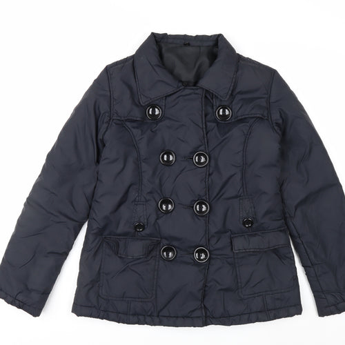 E-vie Women’s Black Size 10 Short Padded Button Pea Coat Jacket