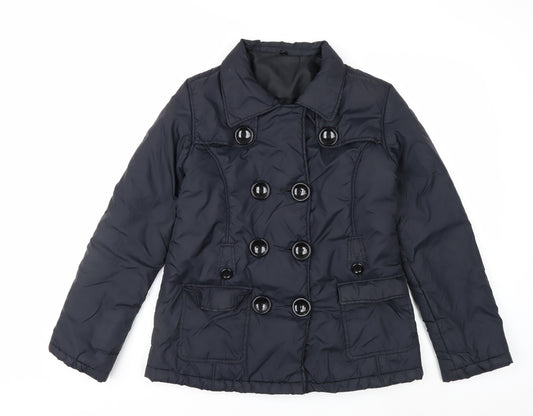 E-vie Women’s Black Size 10 Short Padded Button Pea Coat Jacket