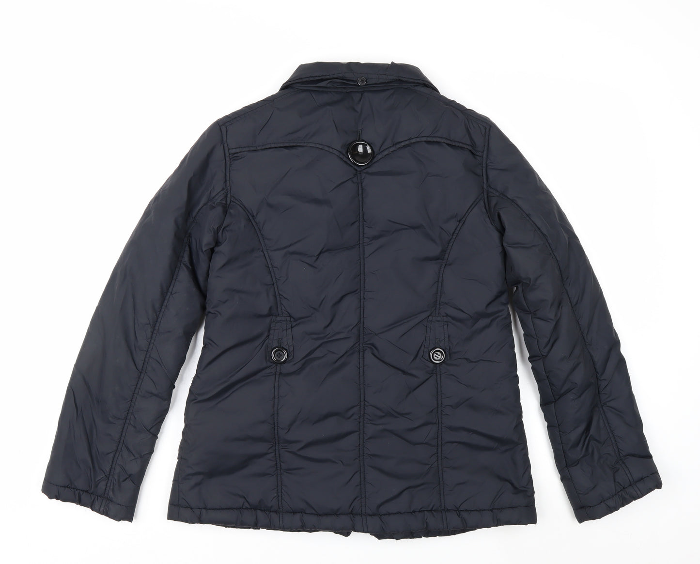 E-vie Women’s Black Size 10 Short Padded Button Pea Coat Jacket