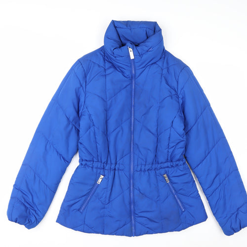 Marks and Spencer Women Blue Size 10 Puffer Jacket Quilted Mid-Length